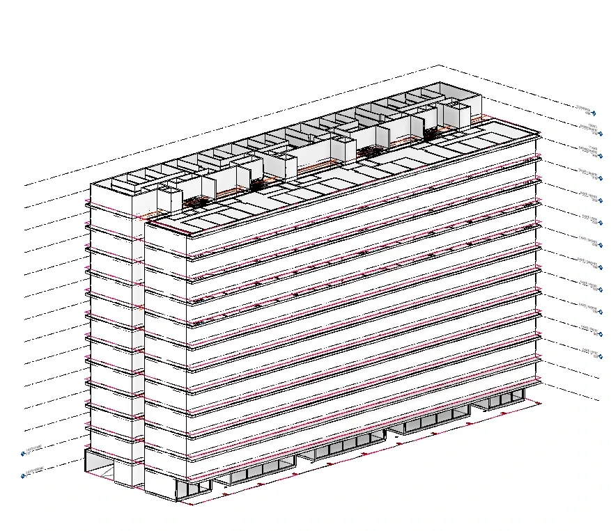 3D-Modellierung eines mehrgeschossigen Wohnprojekts - Perspektive 20