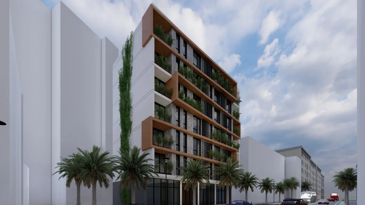 3D-Modellierung eines mehrgeschossigen Wohnprojekts - Perspektive 22
