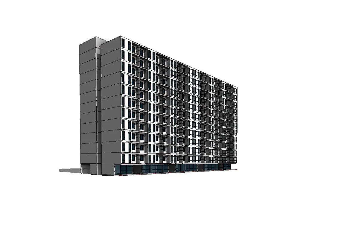 3D-Modellierung eines mehrgeschossigen Wohnprojekts - Perspektive 23