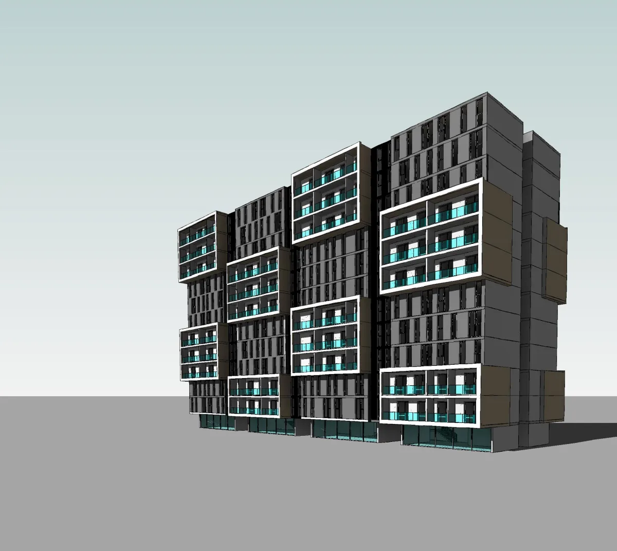 3D-Modellierung eines mehrgeschossigen Wohnprojekts - Perspektive 24