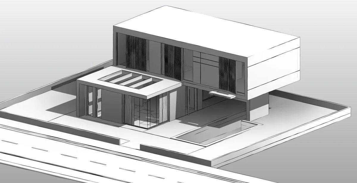 3D-Modellierung eines komplexen Architekturensembles - Perspektive 38