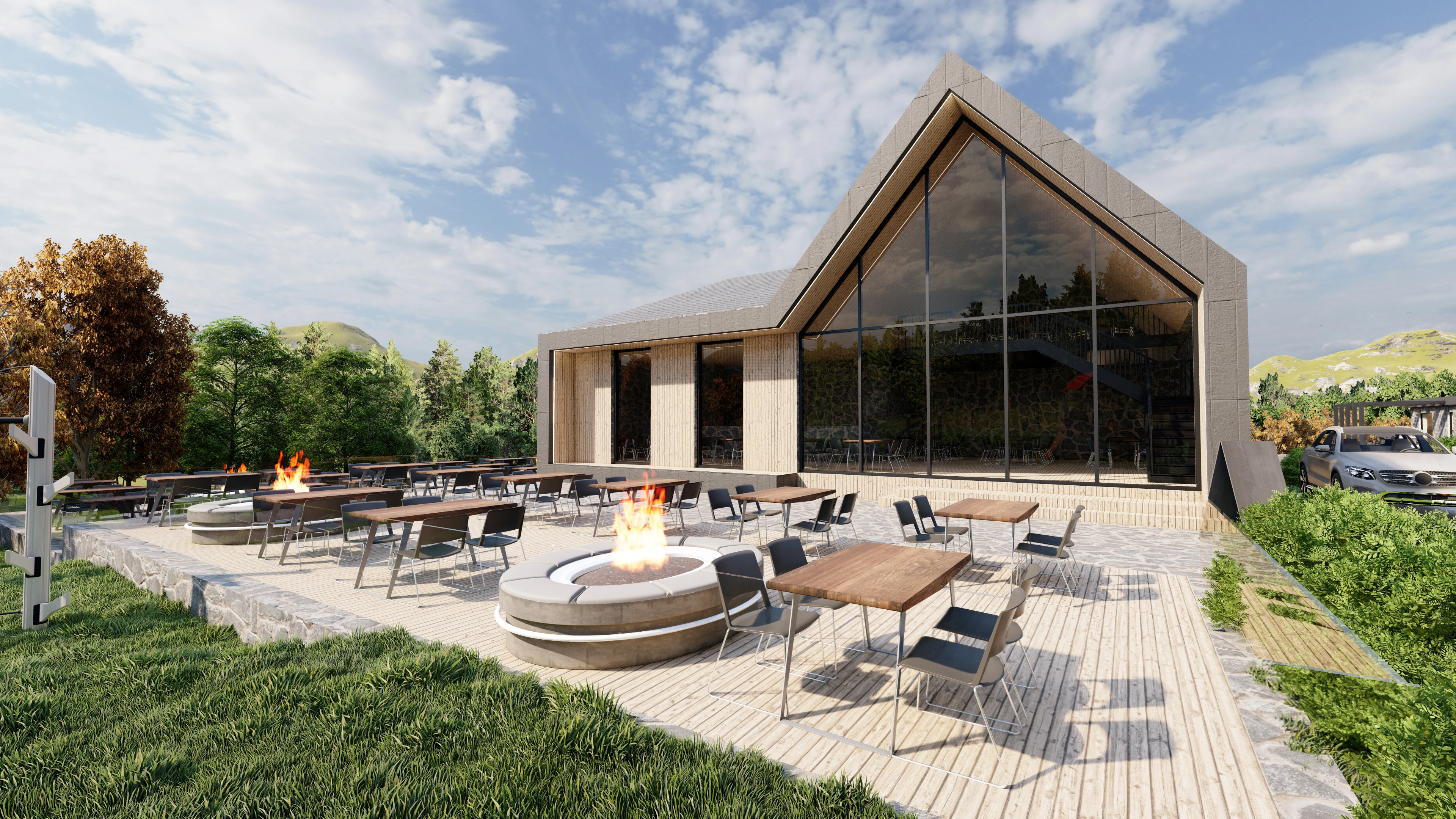 Gewerbevisualisierung eines Restaurant- und Empfangspavillons - Perspektive 10