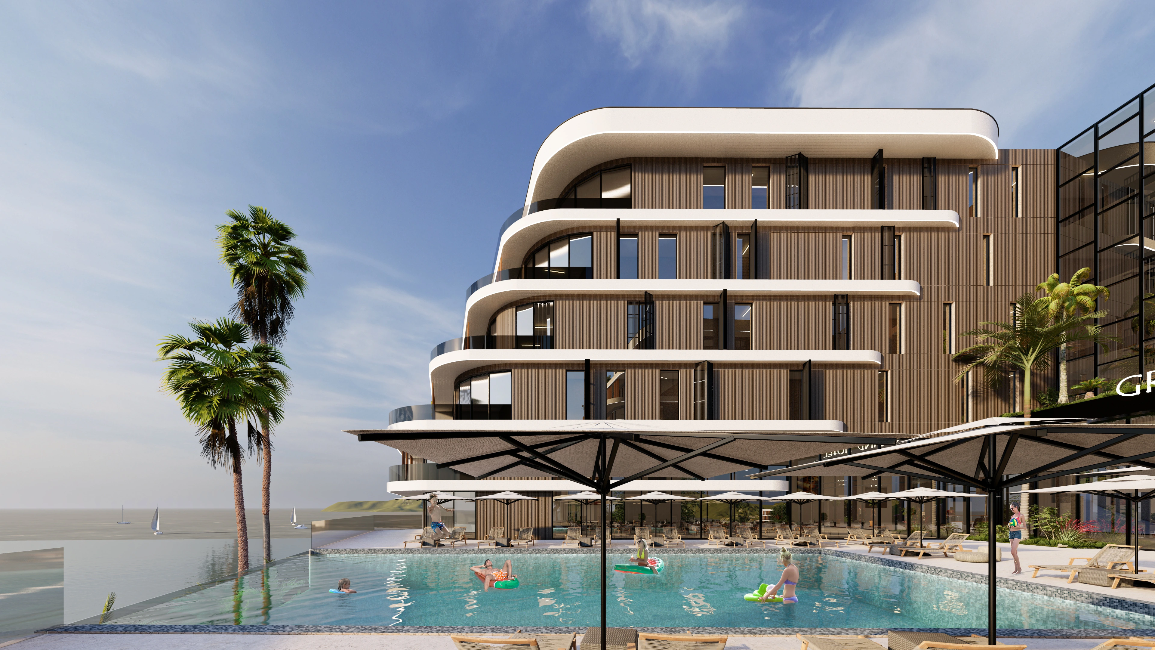 Hotelvisualisierung eines Strandhotels