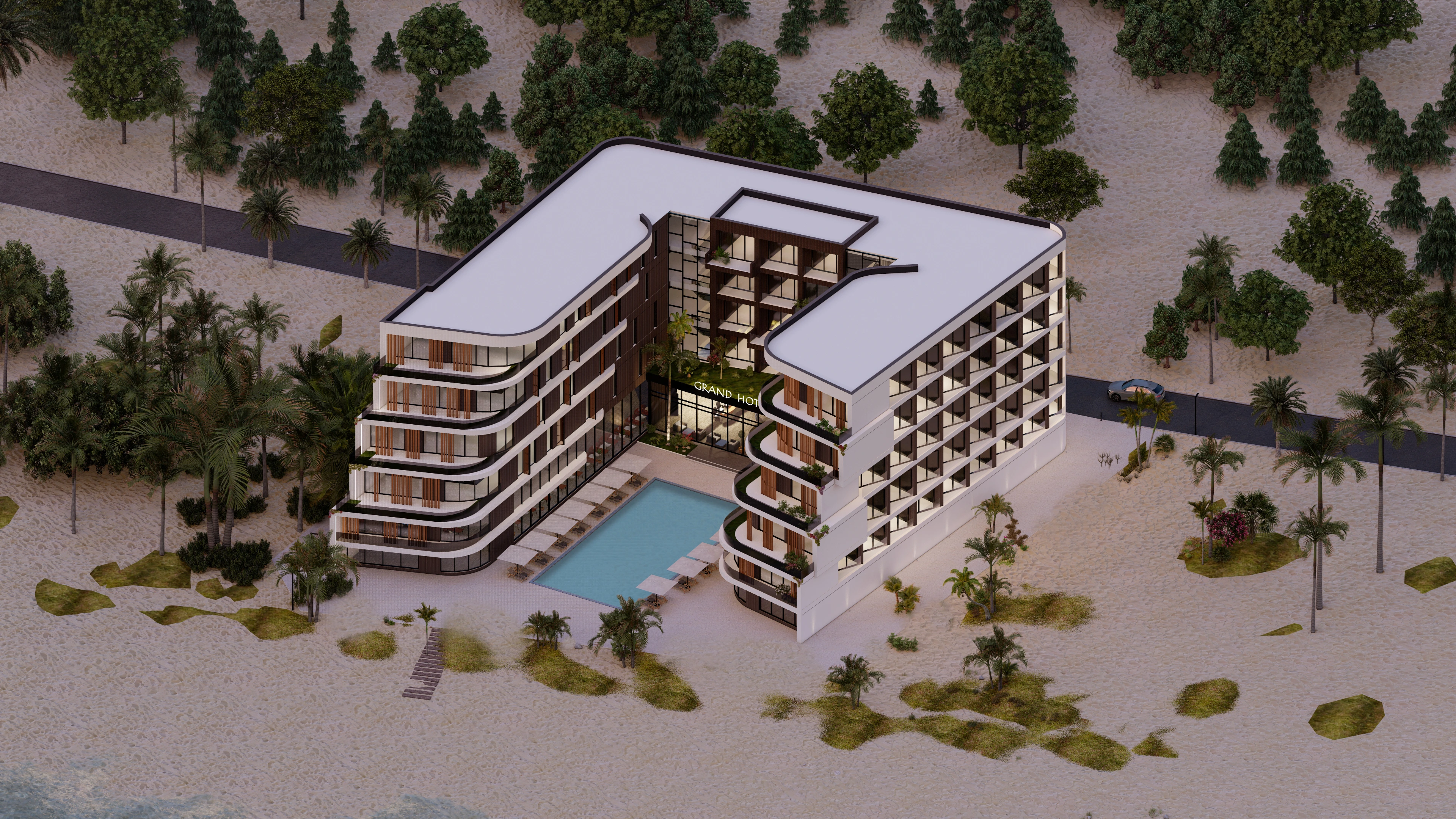 Hotelvisualisierung eines Strandhotels - Perspektive 17