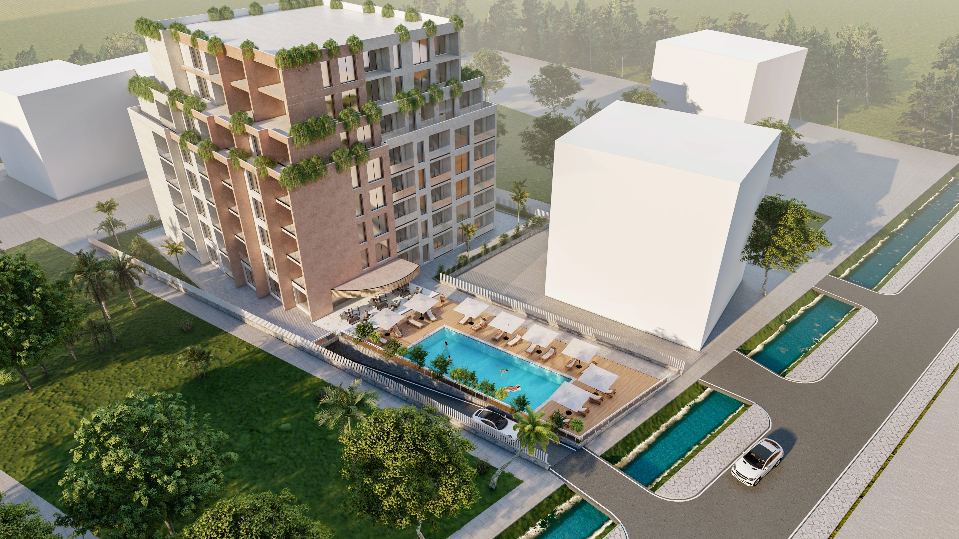 Hotelvisualisierung eines Strandhotels - Perspektive 21