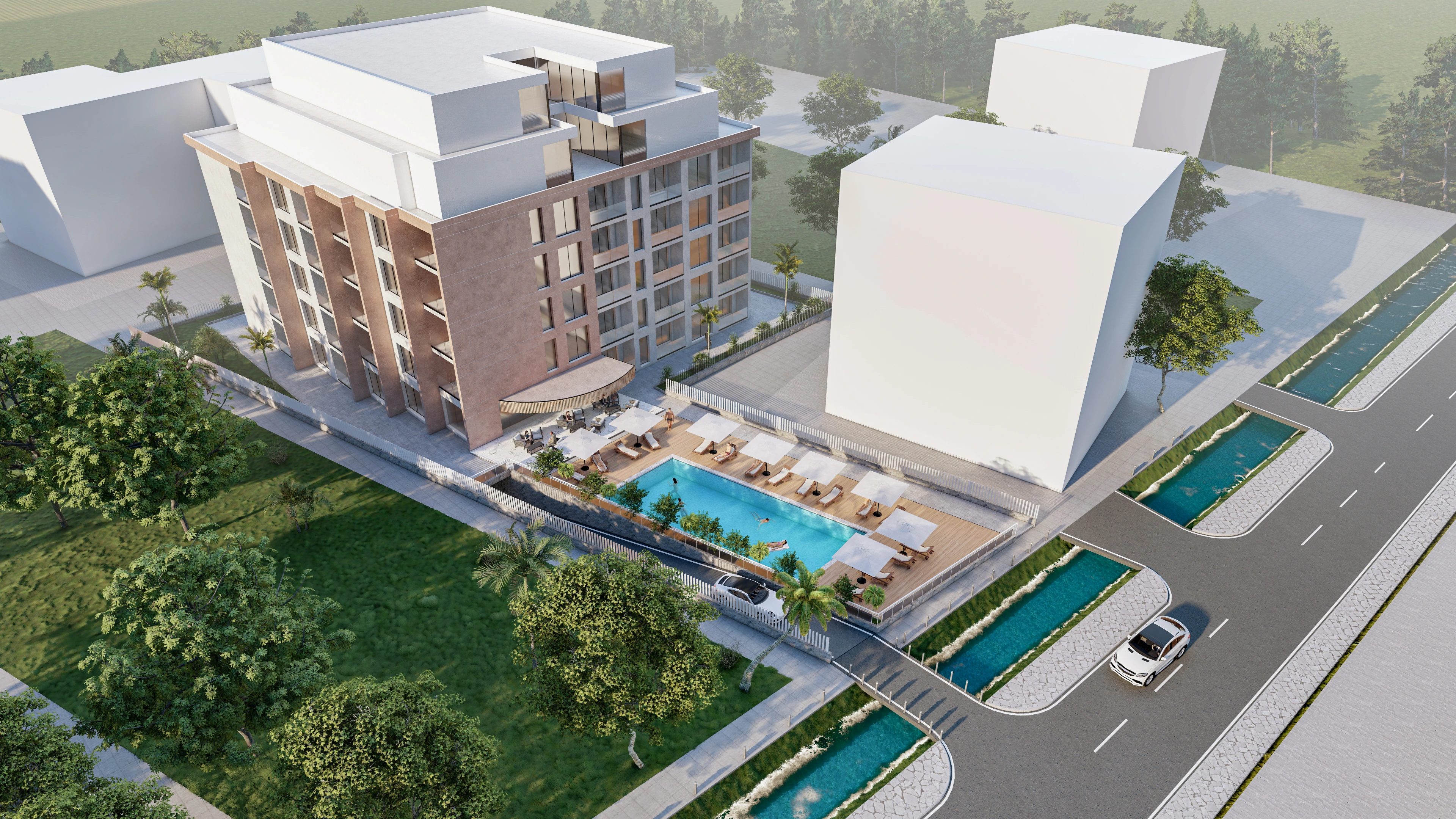 Hotelvisualisierung eines Apartmenthotels mit Pooldeck - Perspektive 26