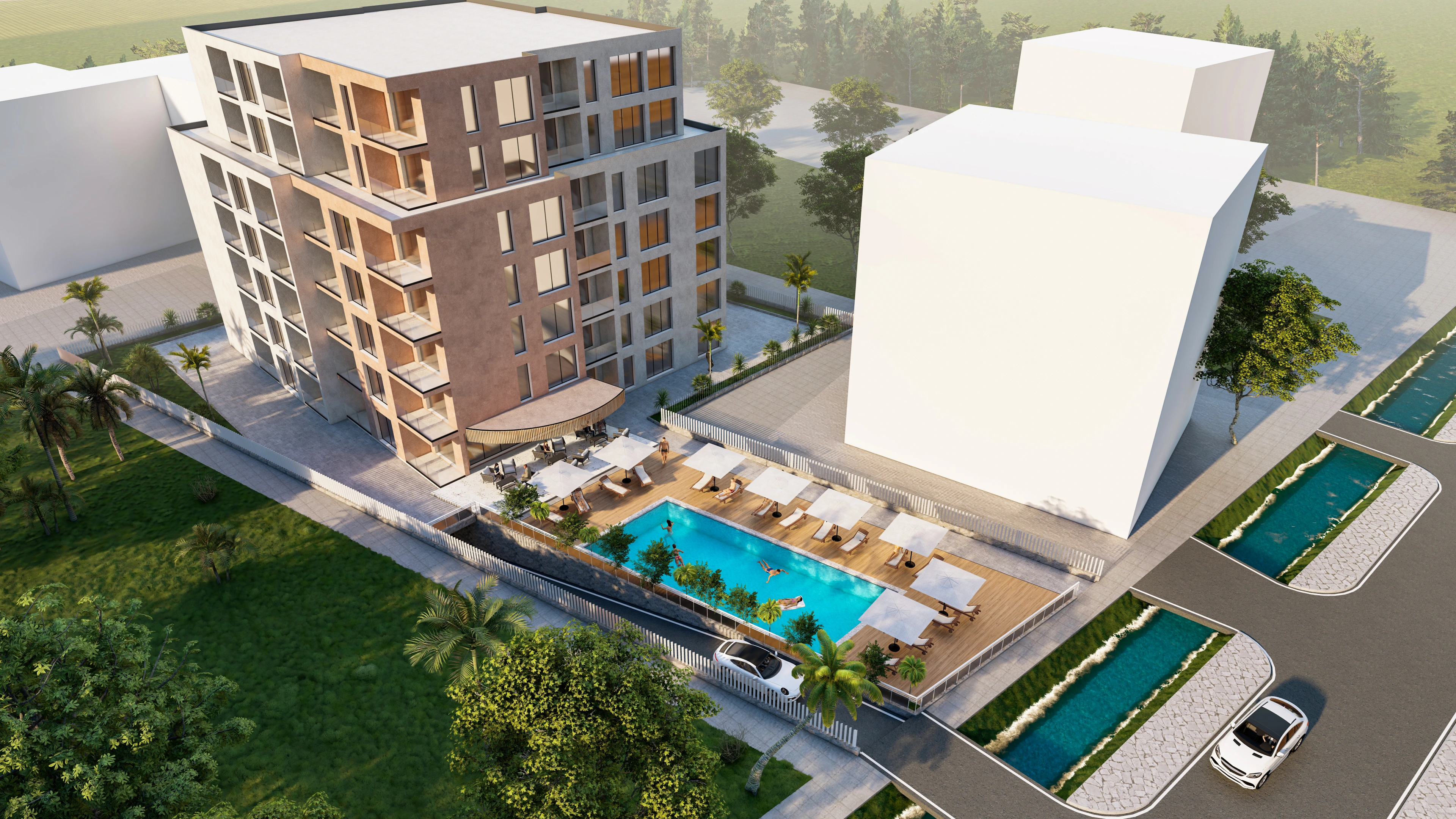 Hotelvisualisierung eines Apartmenthotels mit Pooldeck - Perspektive 27