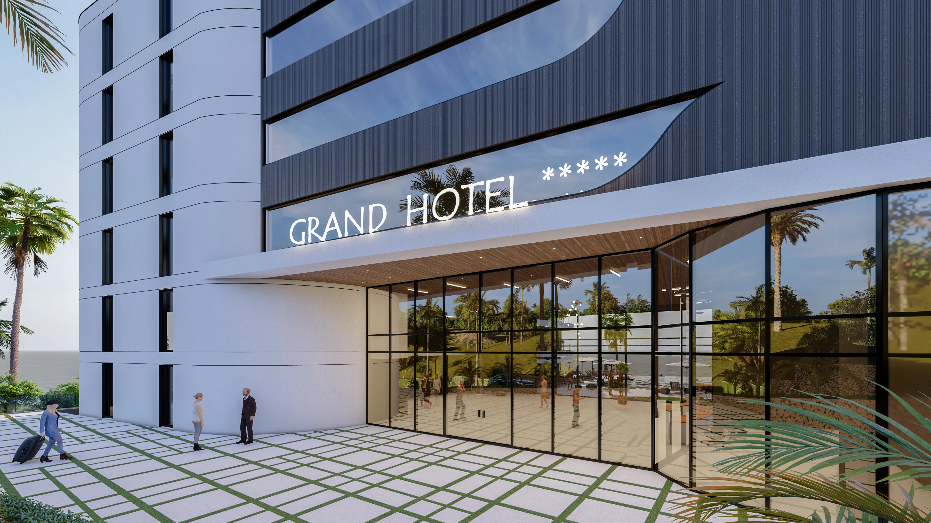 Hotelvisualisierung eines Apartmenthotels mit Pooldeck - Perspektive 33