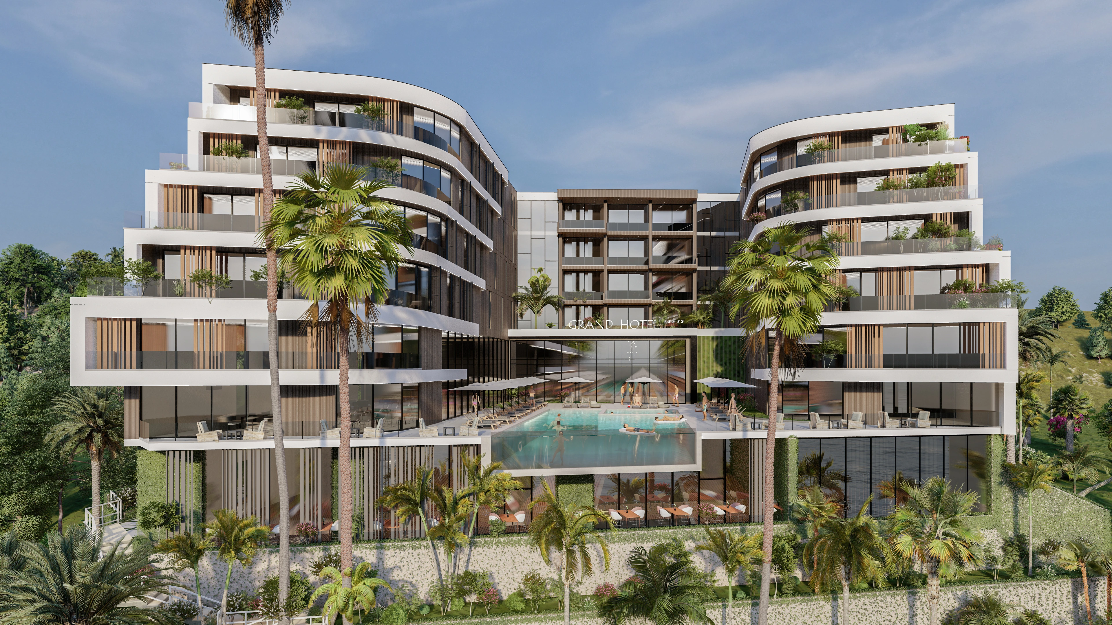Hotelvisualisierung eines Apartmenthotels mit Pooldeck - Perspektive 34