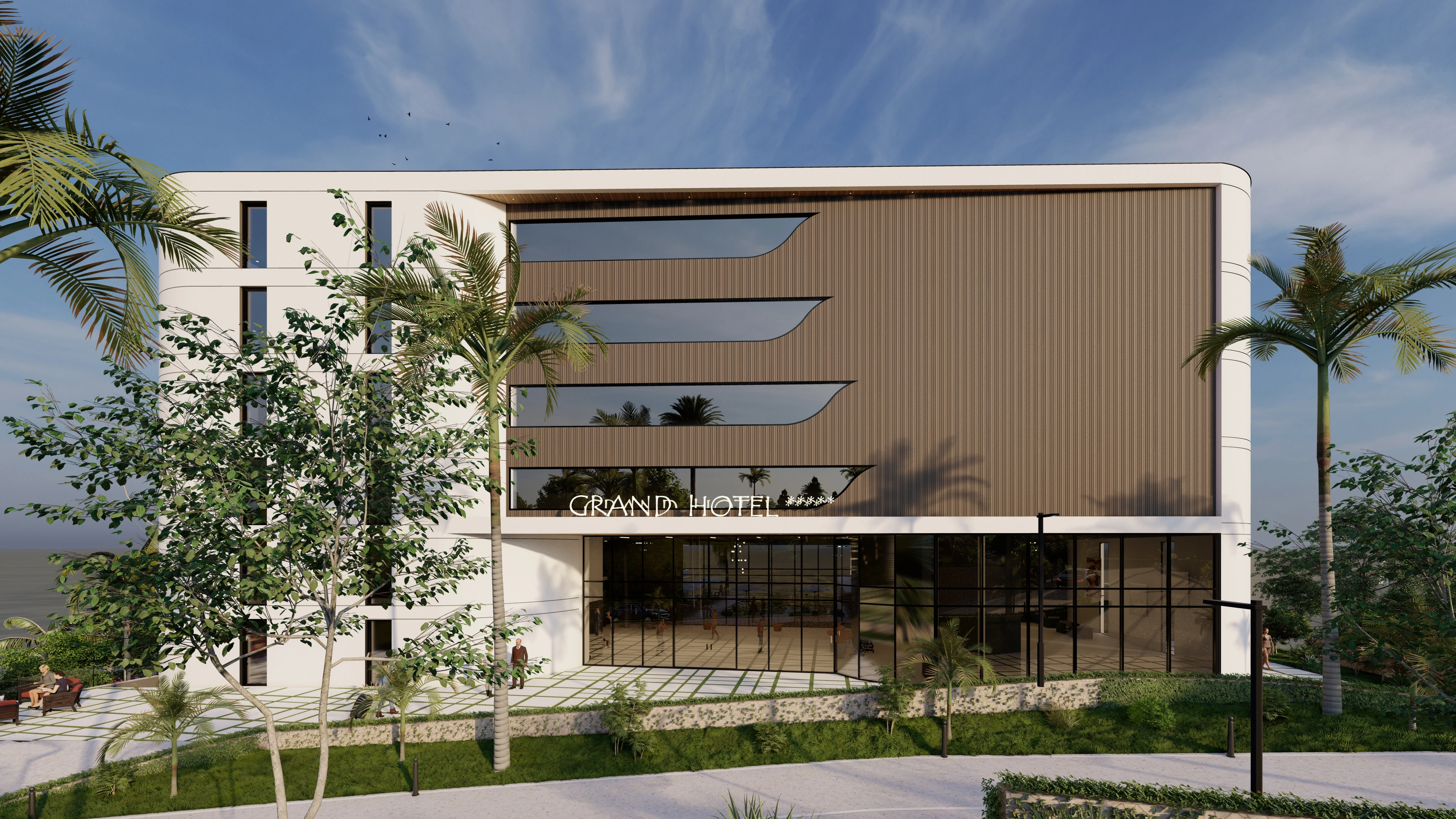 Hotelvisualisierung eines Apartmenthotels mit Pooldeck - Perspektive 36