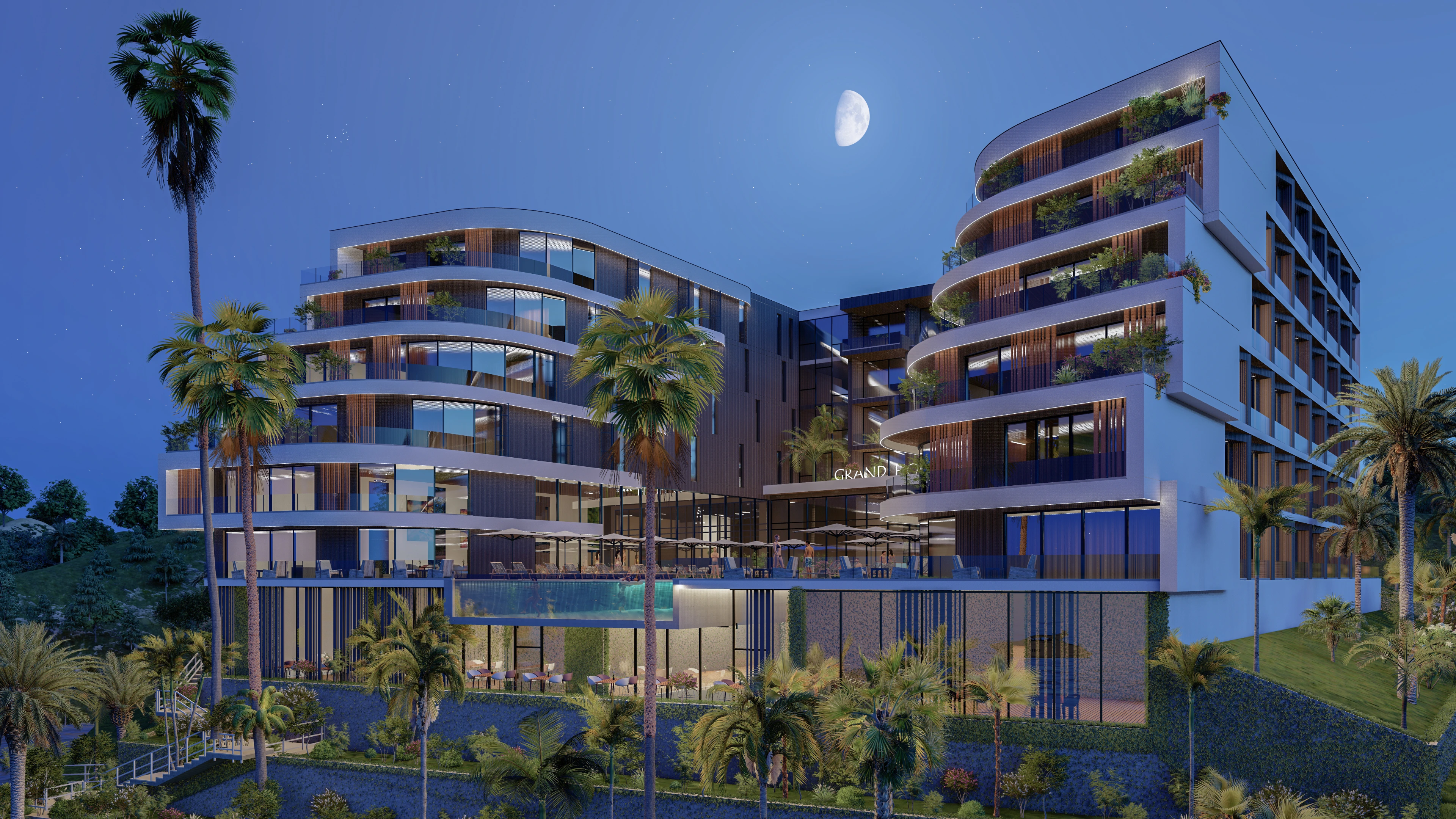 Hotelvisualisierung eines Apartmenthotels mit Pooldeck - Perspektive 37