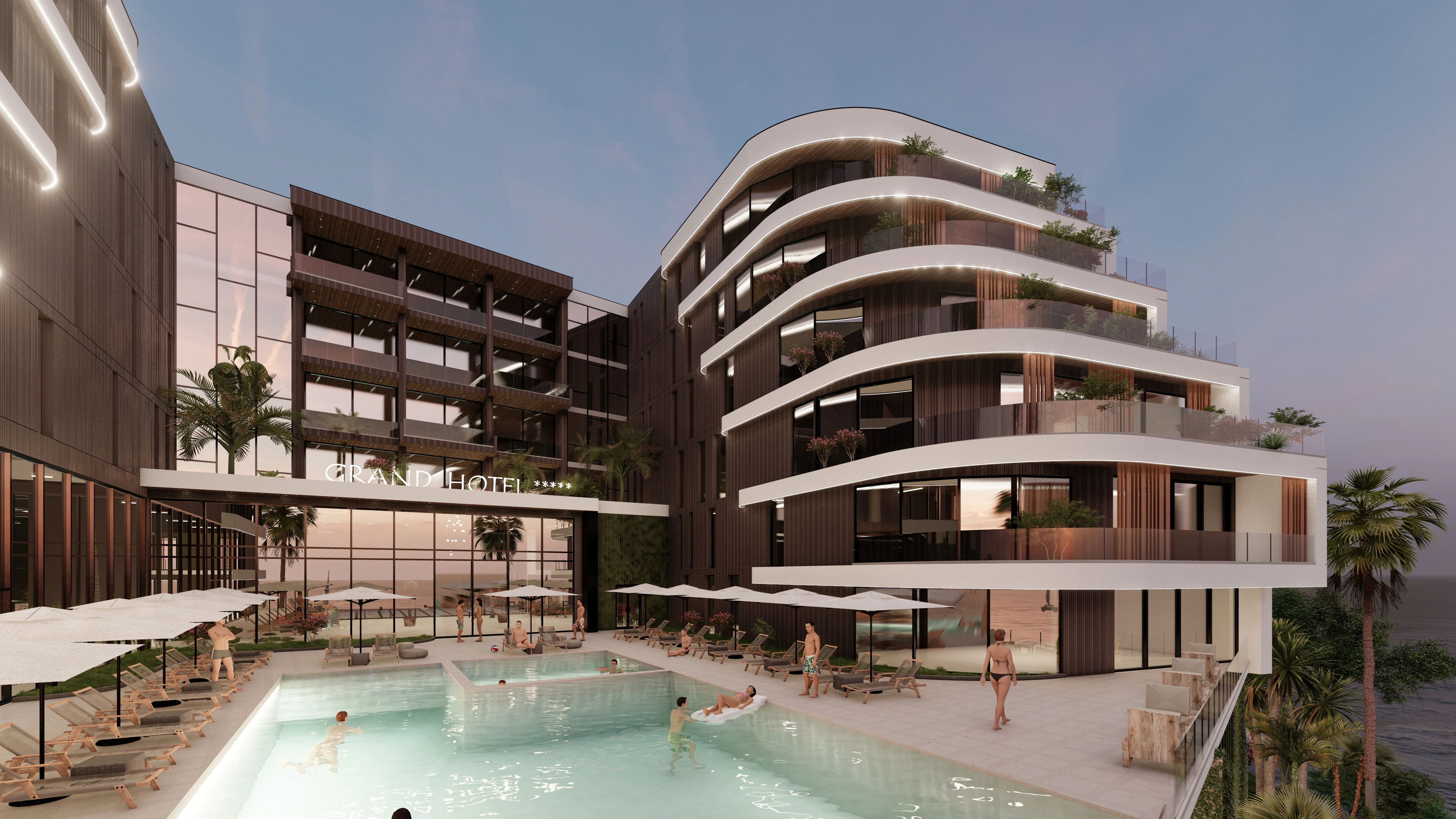 Hotelvisualisierung eines Apartmenthotels mit Pooldeck - Perspektive 38