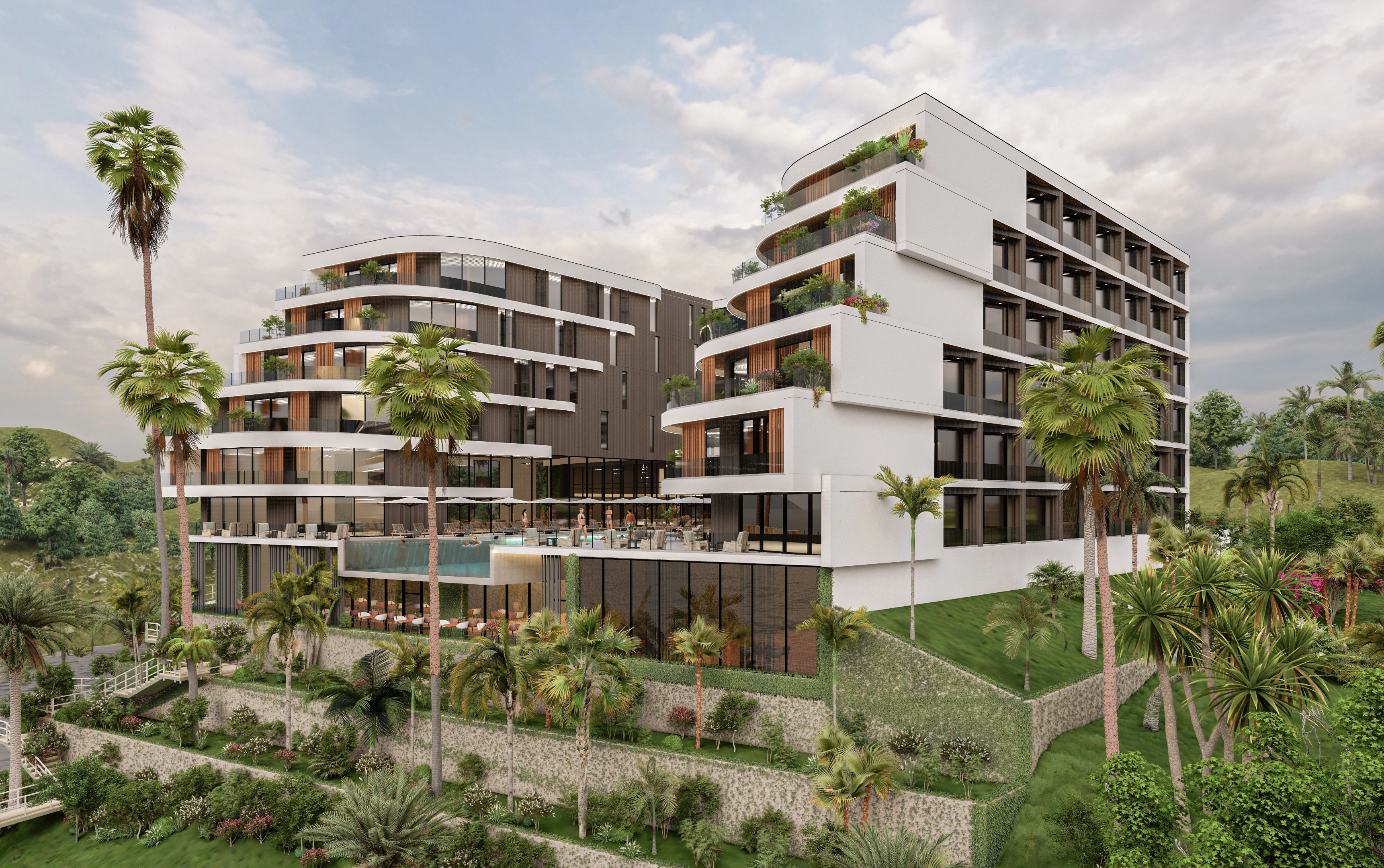 Hotelvisualisierung eines Apartmenthotels mit Pooldeck - Perspektive 39