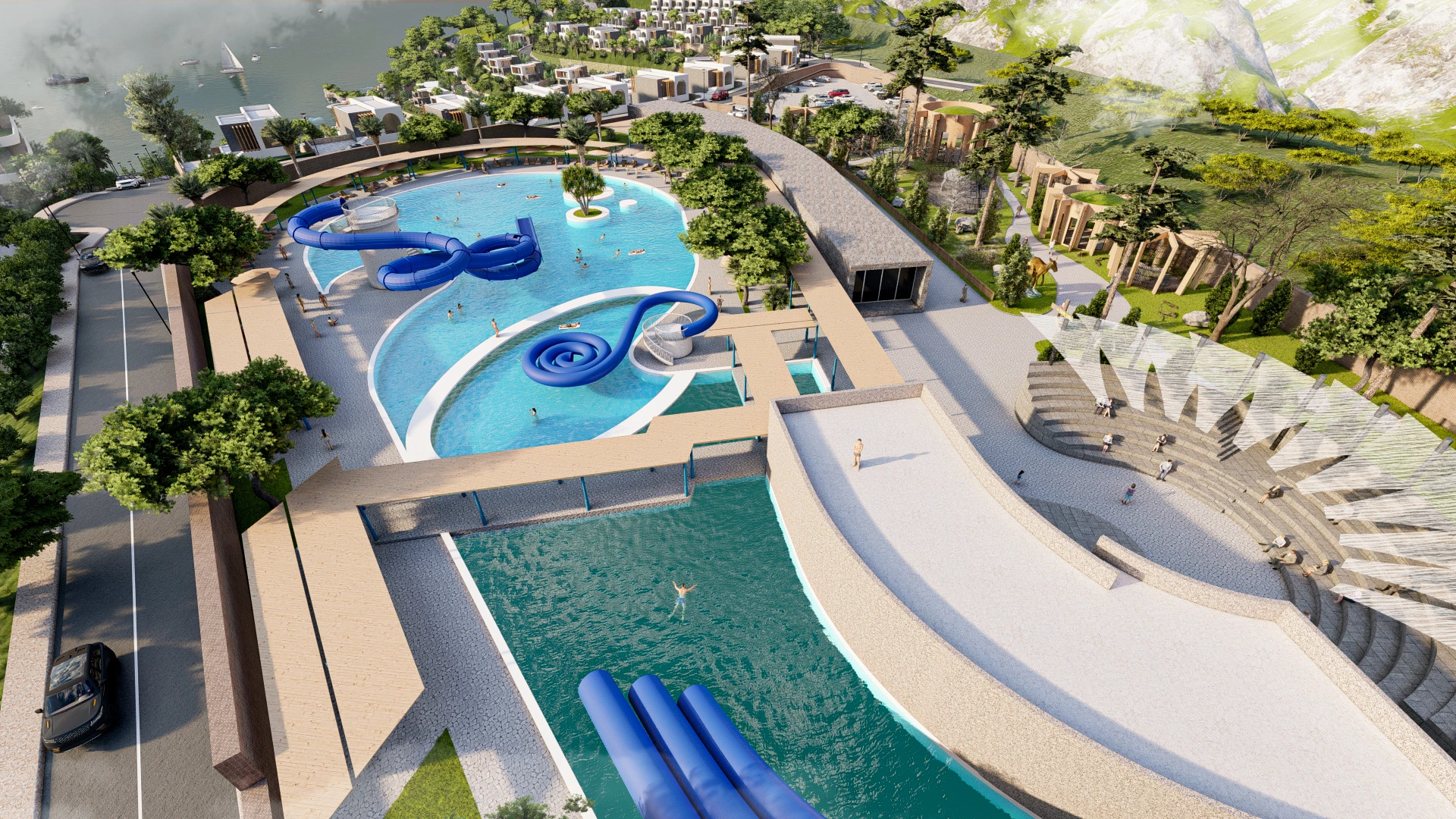 Hotelvisualisierung eines Kuestenresorts mit Panorama - Perspektive 75