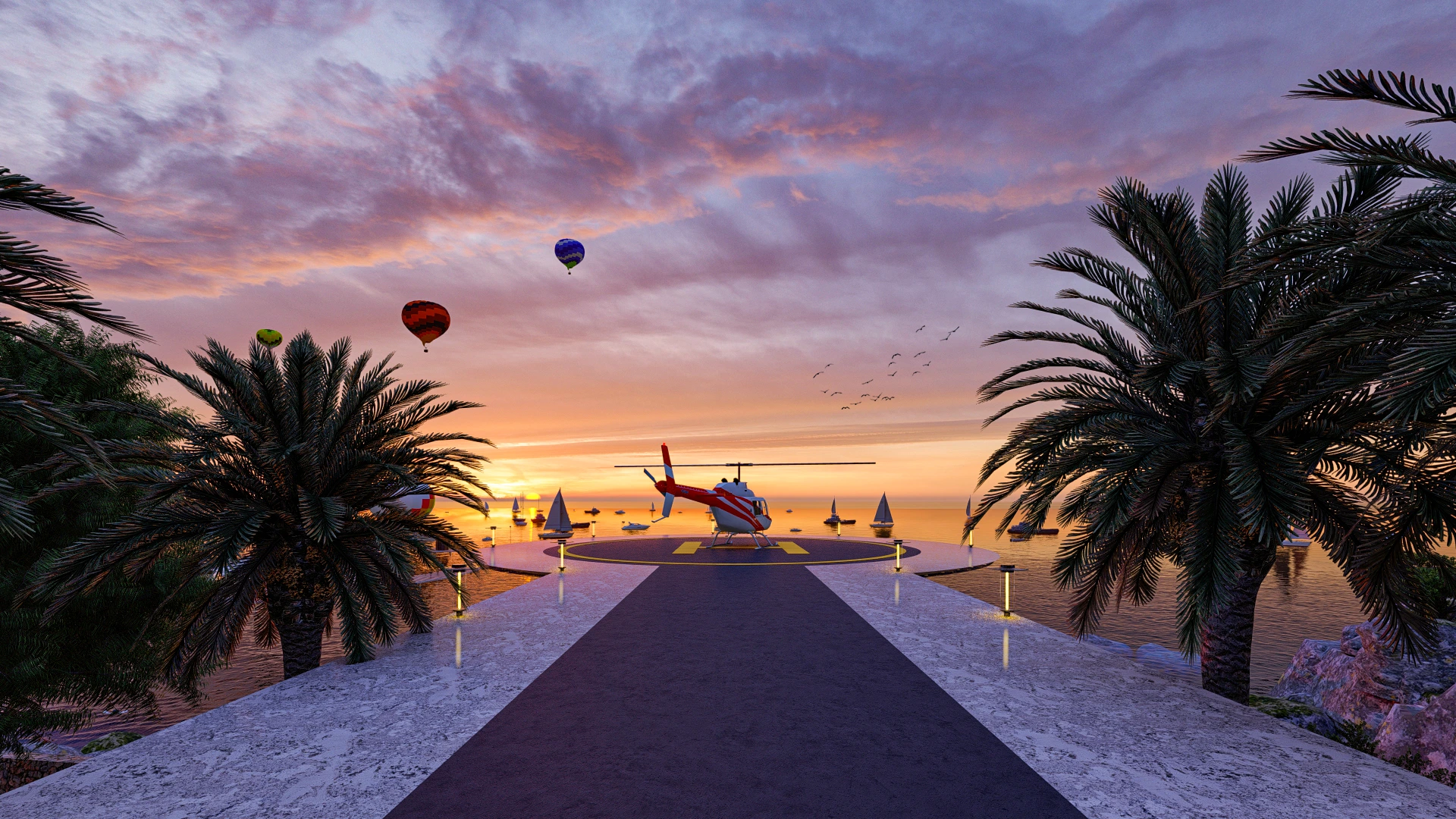 Hotelvisualisierung eines Kuestenresorts mit Panorama - Perspektive 77