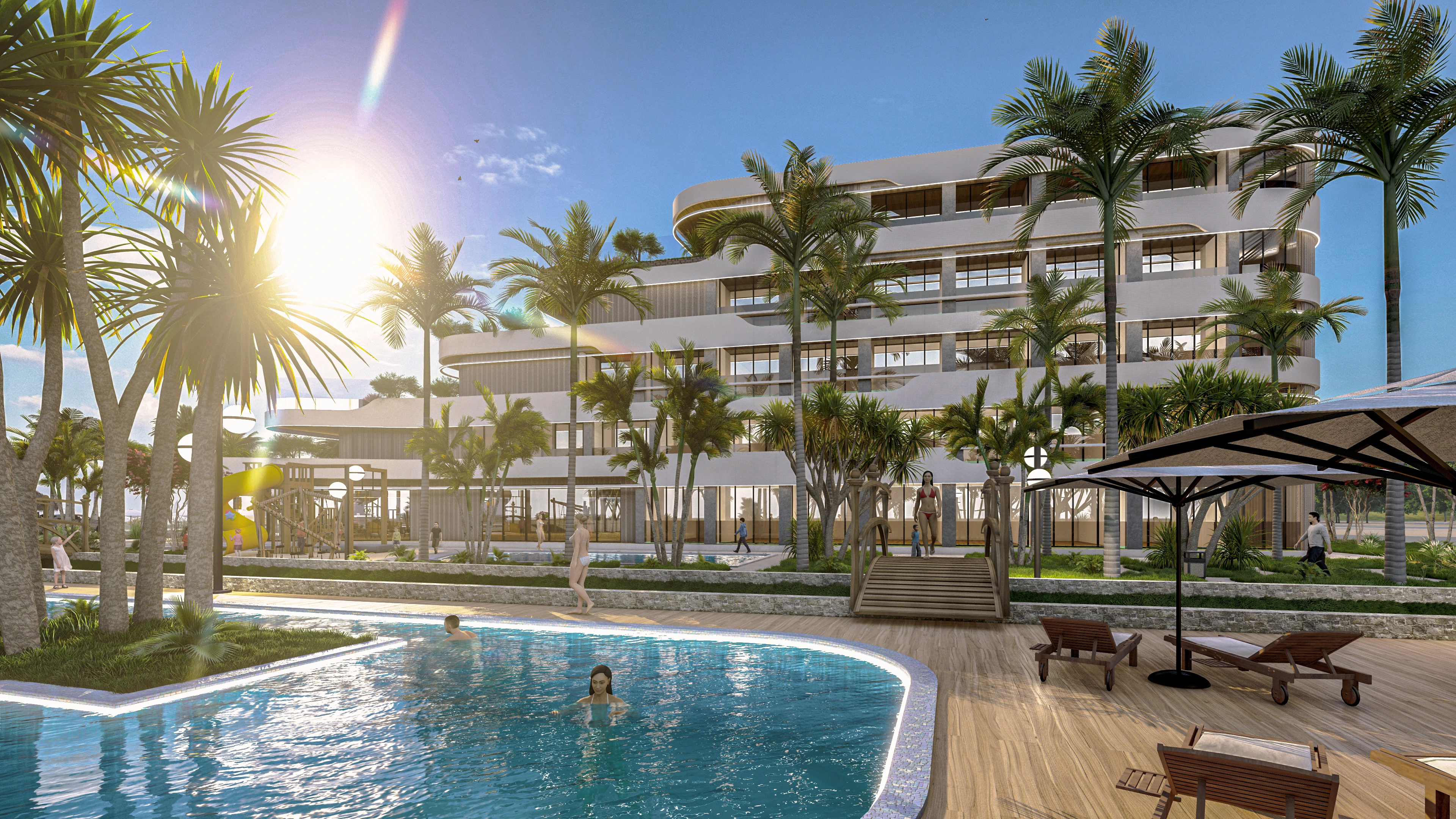 Hotelvisualisierung eines Grand Resorts am Pool