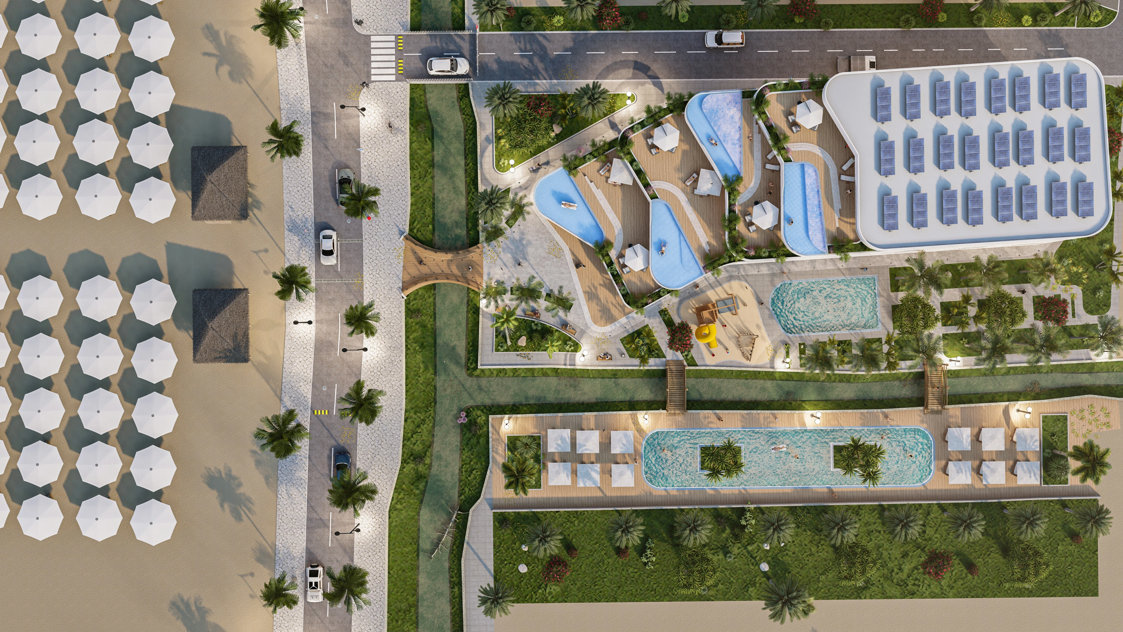 Hotelvisualisierung eines Grand Resorts am Pool - Perspektive 101