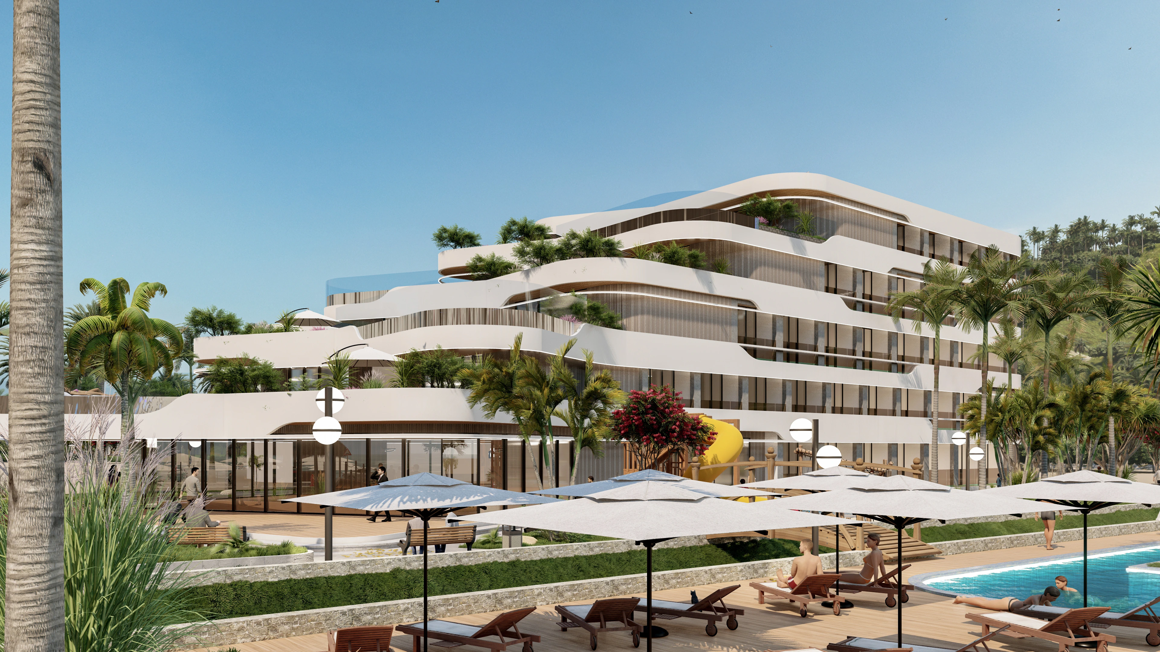Hotelvisualisierung eines Grand Resorts am Pool - Perspektive 102