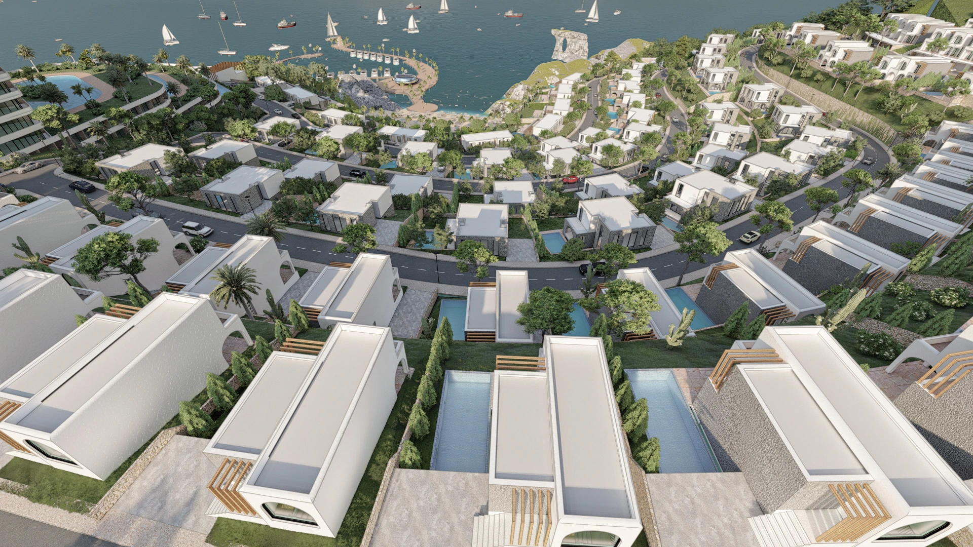 Masterplan-Visualisierung einer Quartiersuebersicht - Perspektive 05