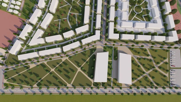 Masterplan-Visualisierung eines größeren Entwicklungsprojekts
