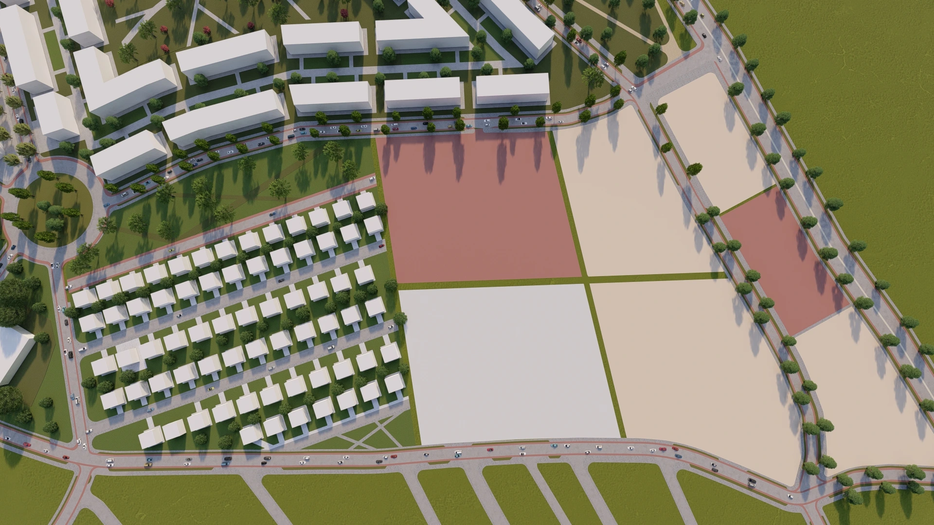 Masterplan-Visualisierung von Freiraum und Nachbarschaft - Perspektive 02