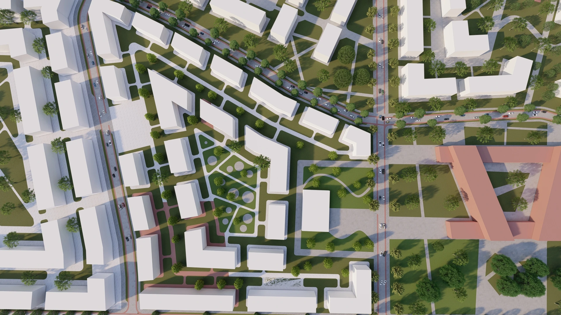 Masterplan-Visualisierung von Freiraum und Nachbarschaft - Perspektive 06