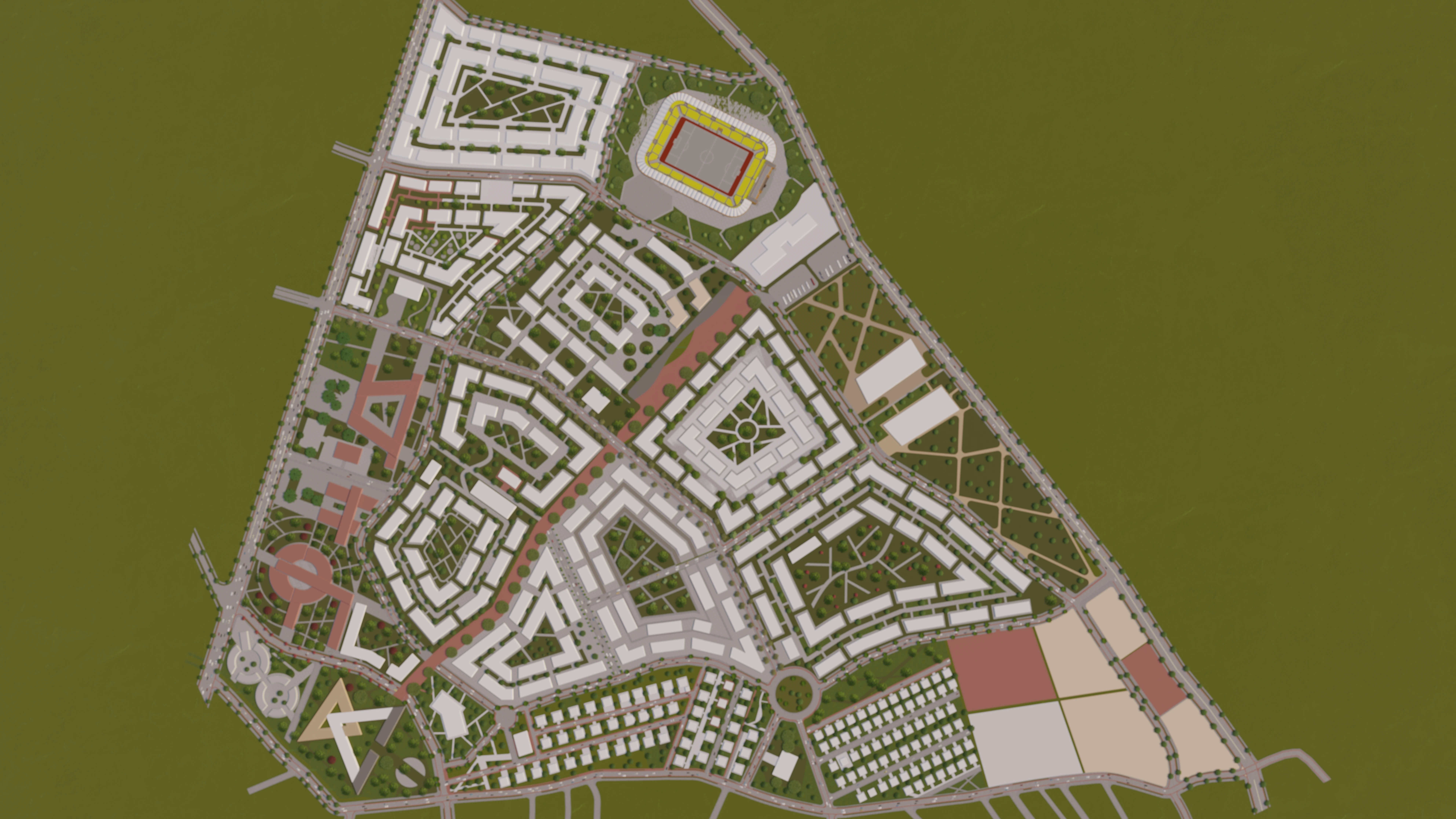 Masterplan-Visualisierung von Freiraum und Nachbarschaft - Perspektive 11