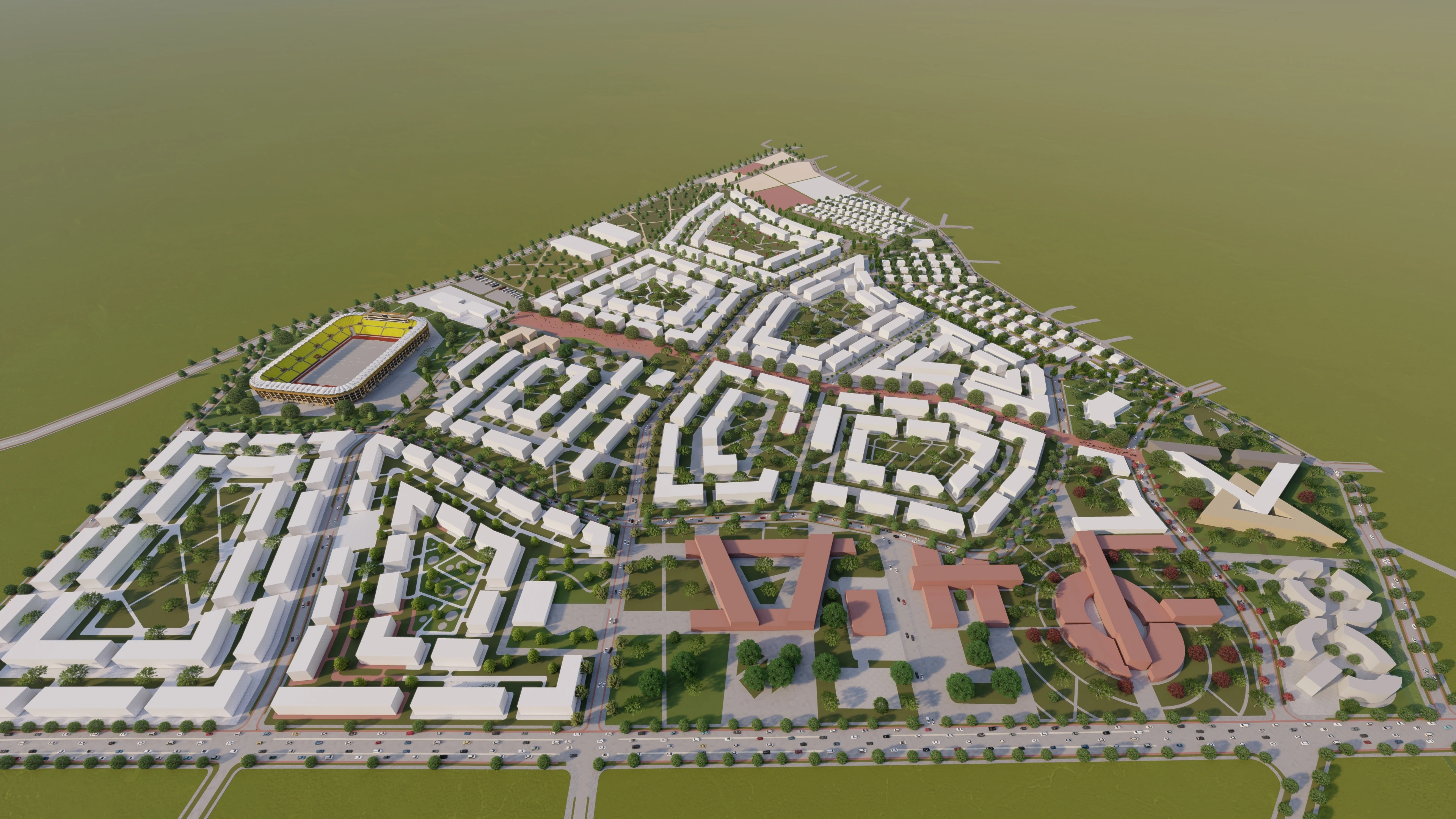 Masterplan-Visualisierung von Freiraum und Nachbarschaft - Perspektive 12