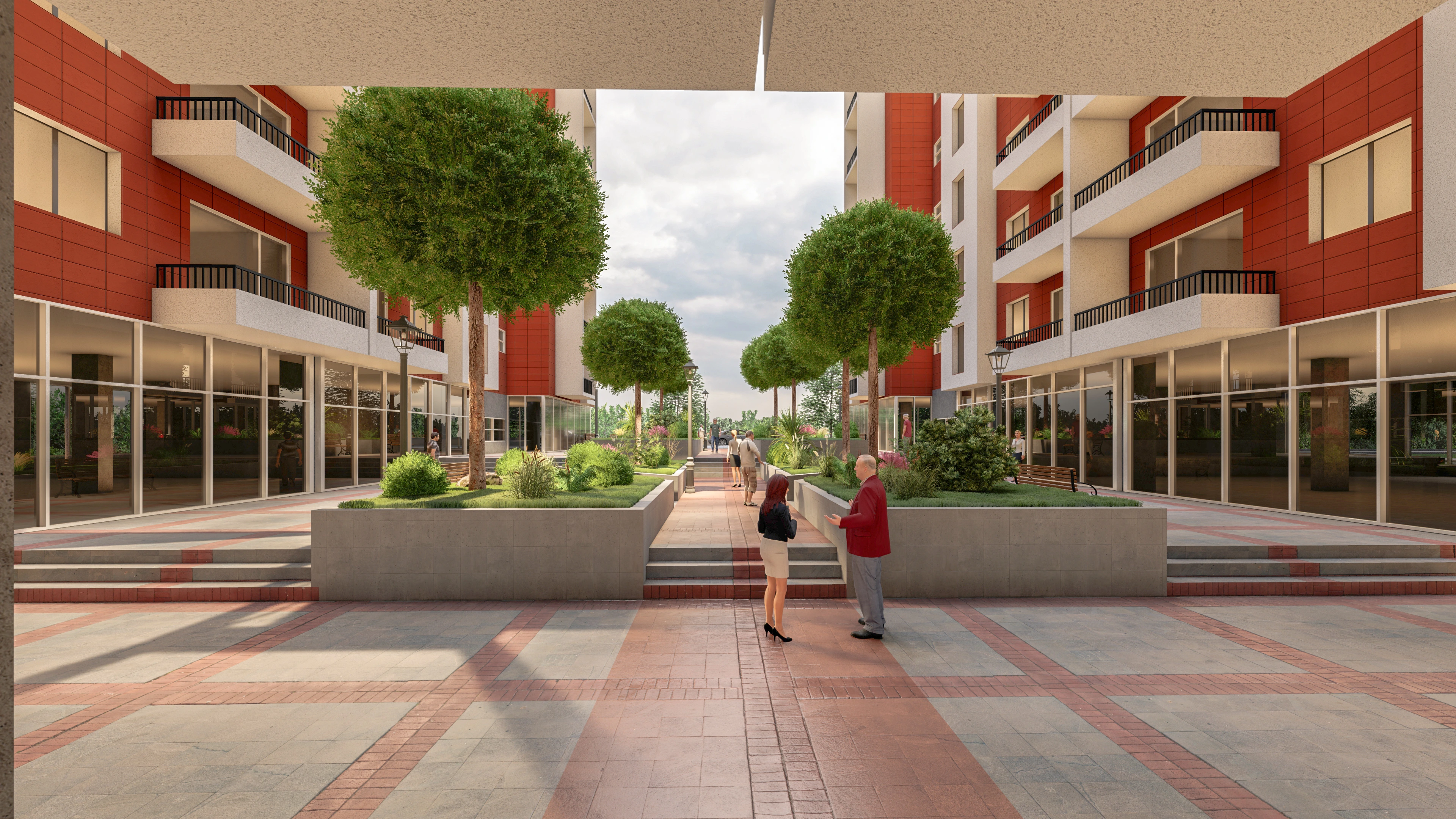 Mehrfamilienhaus-Visualisierung einer Wohnanlage am Boulevard - Perspektive 03