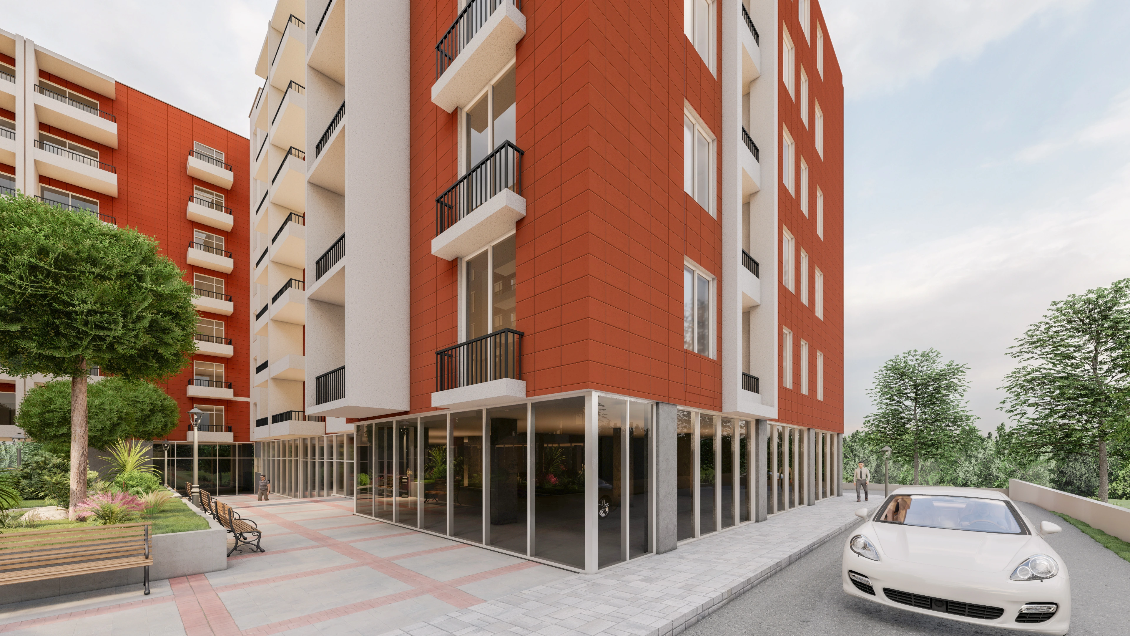 Mehrfamilienhaus-Visualisierung einer Wohnanlage am Boulevard - Perspektive 05