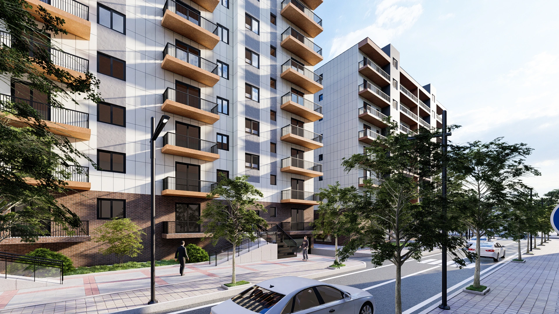 Mehrfamilienhaus-Visualisierung eines urbanen Quartiers