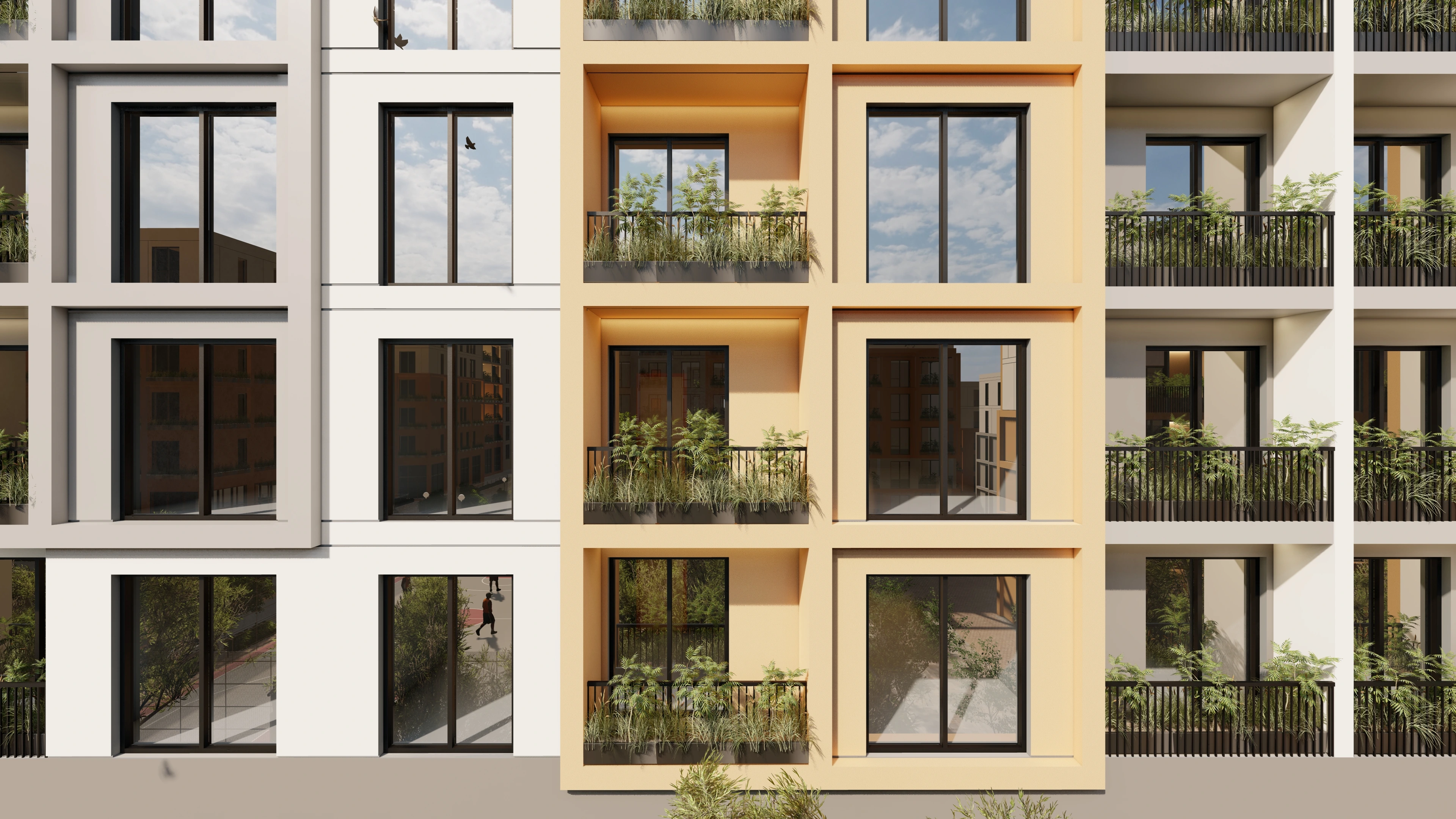 Mehrfamilienhaus-Visualisierung moderner Wohnhäuser - Perspektive 25