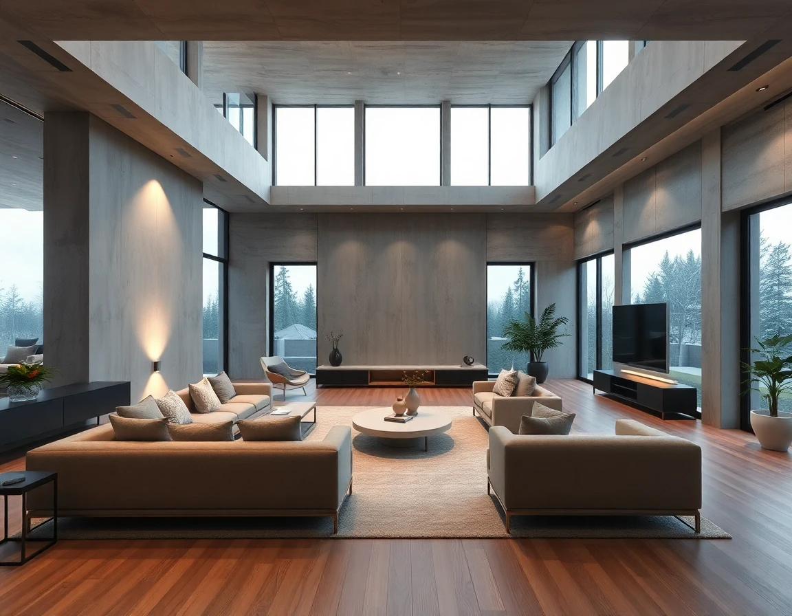 Fotorealistische 3D-Visualisierung eines modernen Wohnzimmers